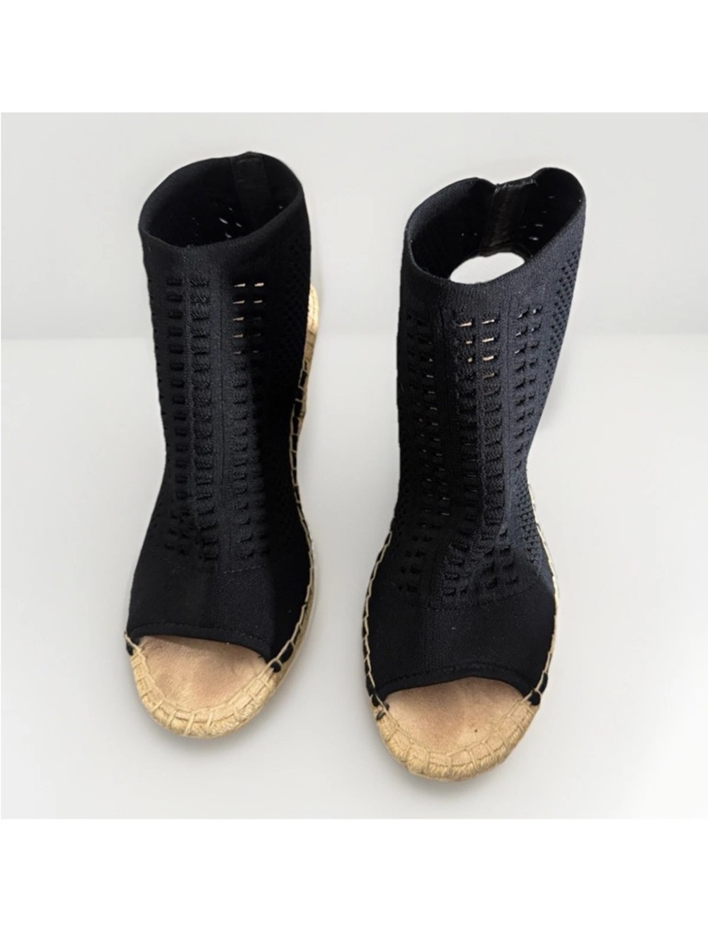 Steven‎ by Steve Madden Black Espadrille Wedge Sandal Cut-Out Ankle Strap 7.5